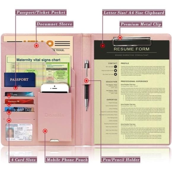 Business/Resume Padfolio Portfolio Folder with Letter/A4 Size Clipboard - Picture 2 of 7